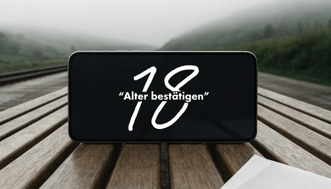 Ein leerer Bahnsteig mit einer Holzbank im Morgennebel, dahinter sanfte Hügel.