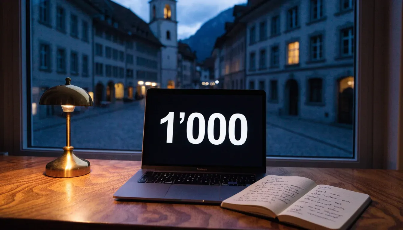 Ein Kopfsteinpflasterplatz vor einer Kirche in einer Altstadt am Abend, warme Fensterlichter und menschenleere Gassen.