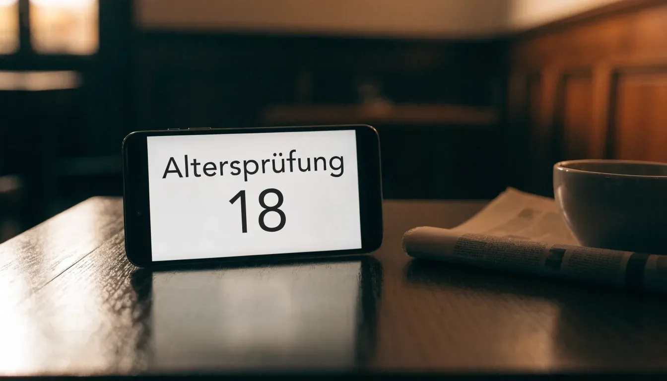 Eine Steintreppe mit Geländer führt zu einer hohen Holztür eines alten Gebäudes, Herbstlaub liegt auf den Stufen.